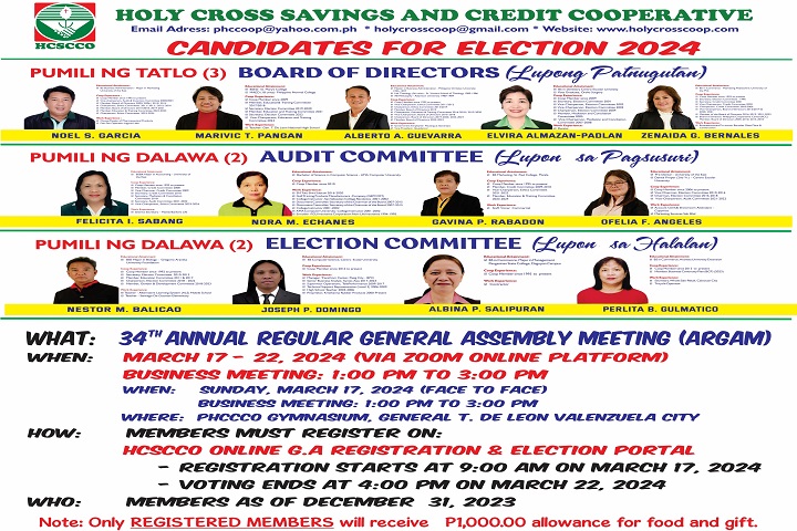 Holy Cross Savings & Credit Cooperative - CANDIDATES FOR 2024 ELECTION ...